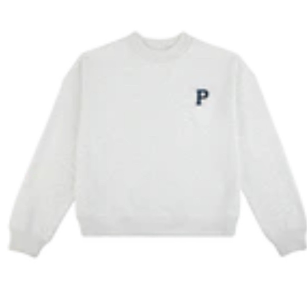 Parke light grey shrunken Mockneck Sweatshirt with Navy P